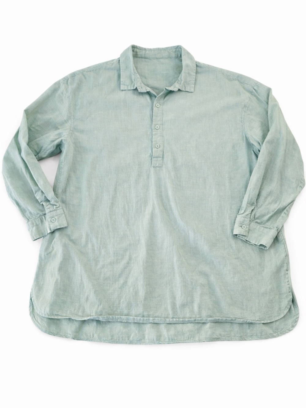 Flax Linen Blend Tunic Top Oversized Relaxed Button Lightweight Minimalist XL